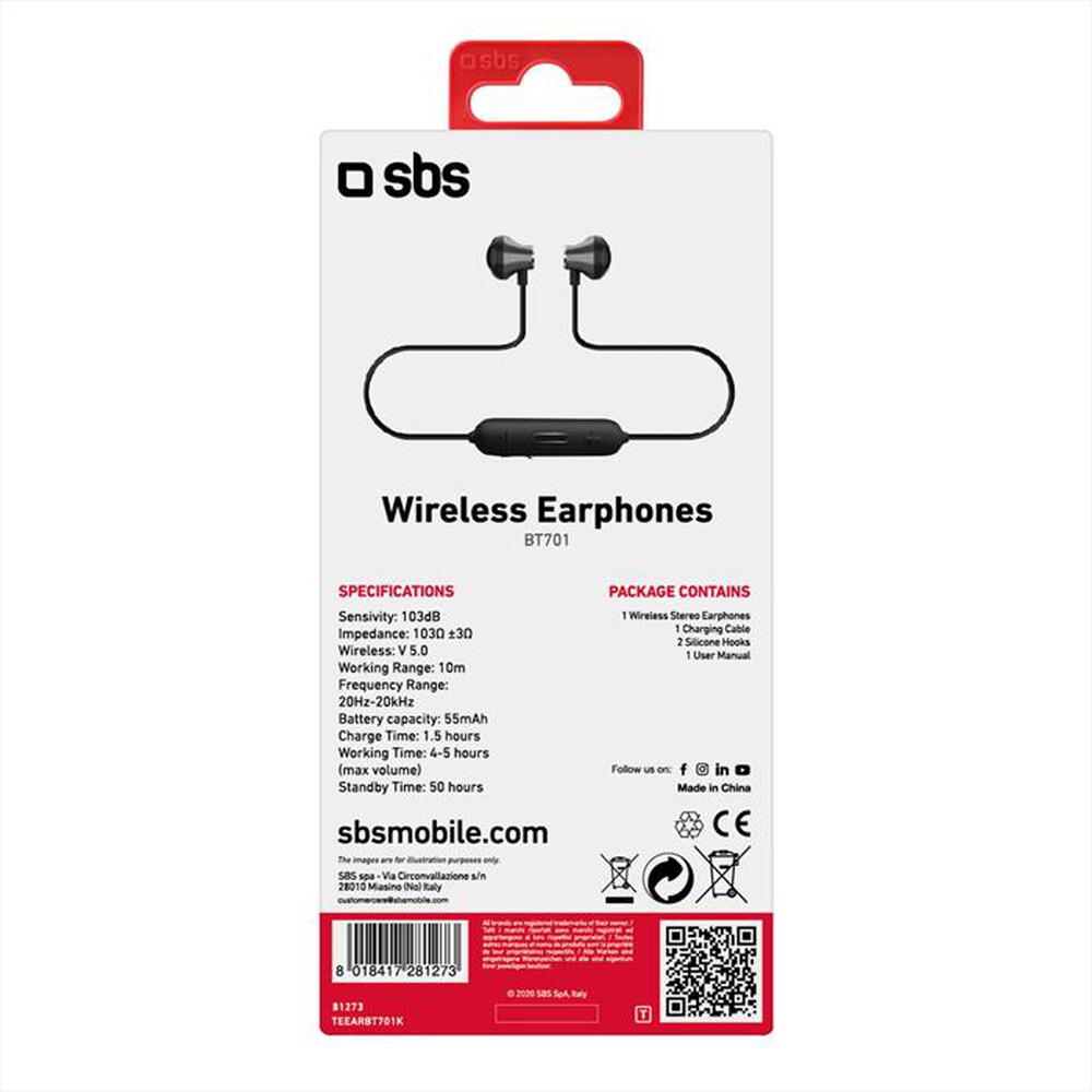 Immagine del prodotto SBS - TEEARBT701K-Nero