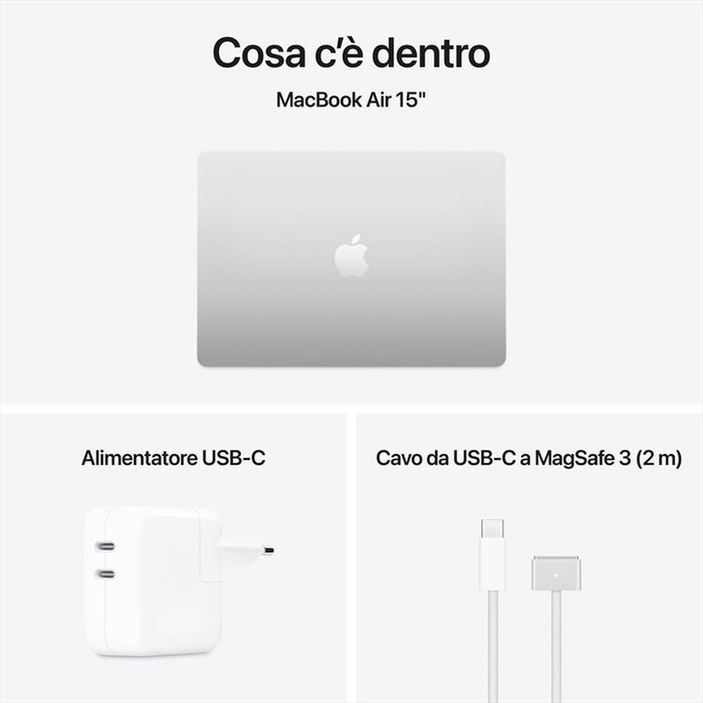 Immagine del prodotto APPLE - MacBook Air 15'' M4 10 CPU 10 GPU 24GB 512GB SSD-Argento