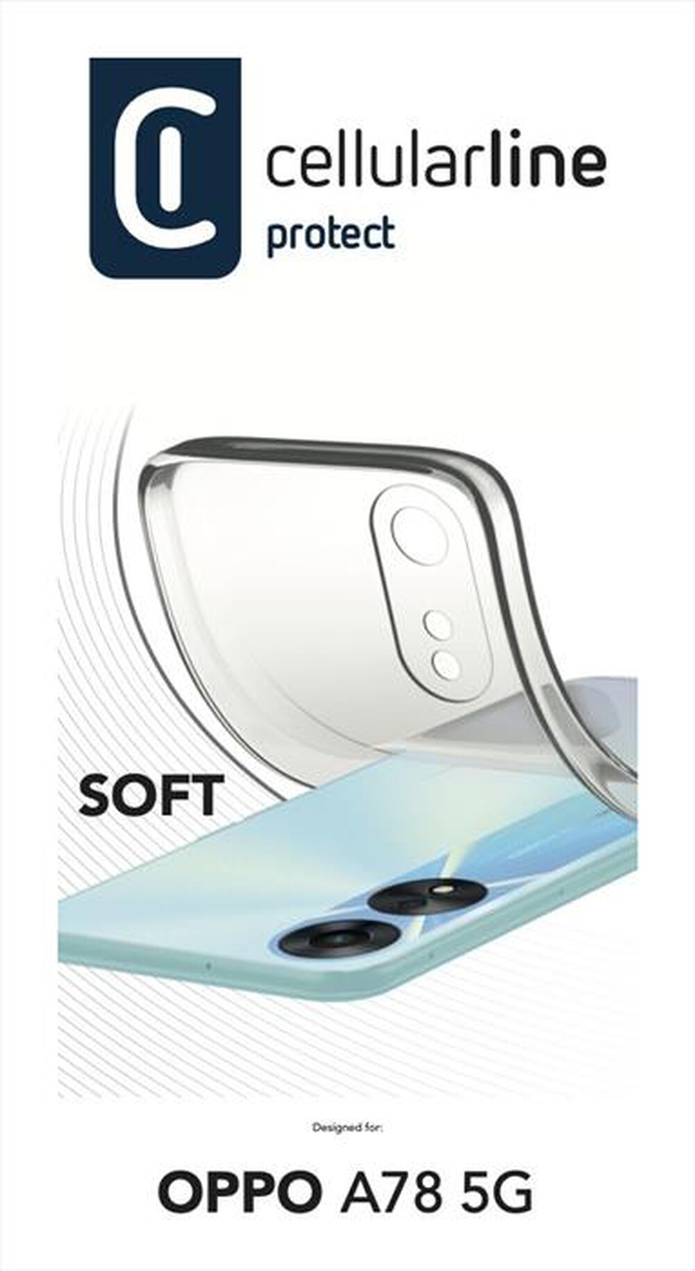 "CELLULARLINE - Custodia back SOFTOPPOA785GT per Oppo A78 5G-Trasparente"