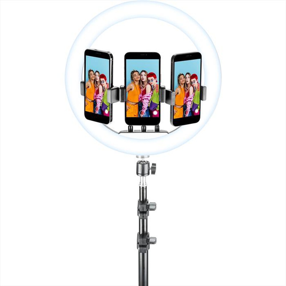 "CELLULARLINE - SELFIE RING TRIO - UNIVERSALE-Black"
