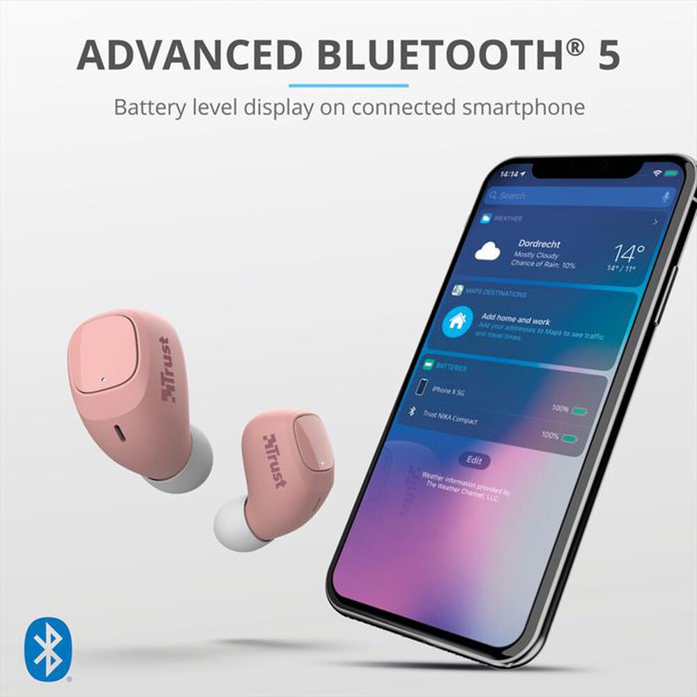 "TRUST - NIKA COMPACT BLUETH EARPHONES PINK-Pink"