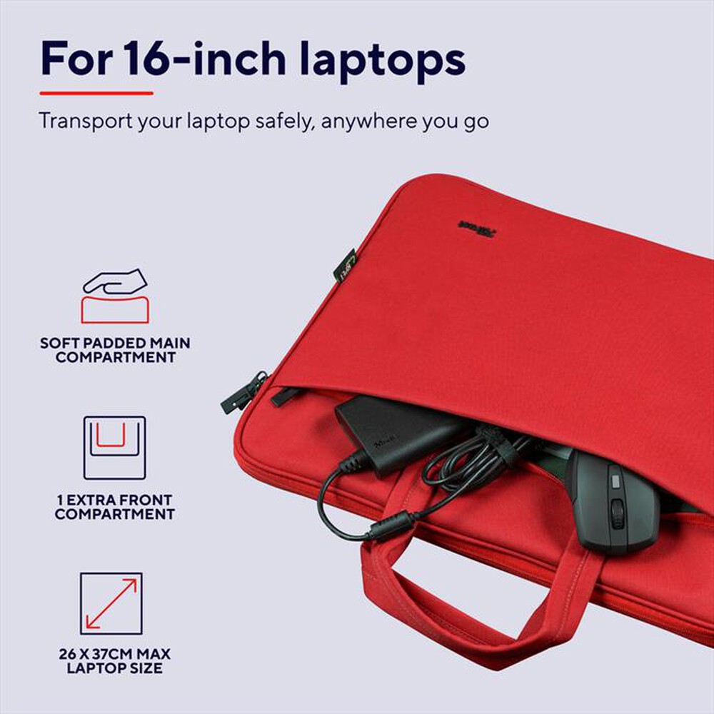 "TRUST - BOLOGNA LAPTOP BAG 16? ECO RED-Red"