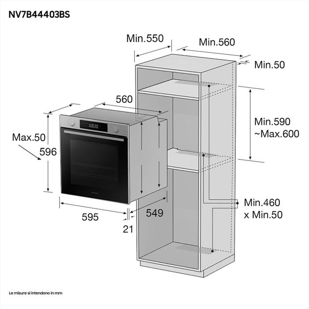Immagine del prodotto SAMSUNG - Forno incasso elettrico NV7B44403BS/U5 Classe A+-INOX
