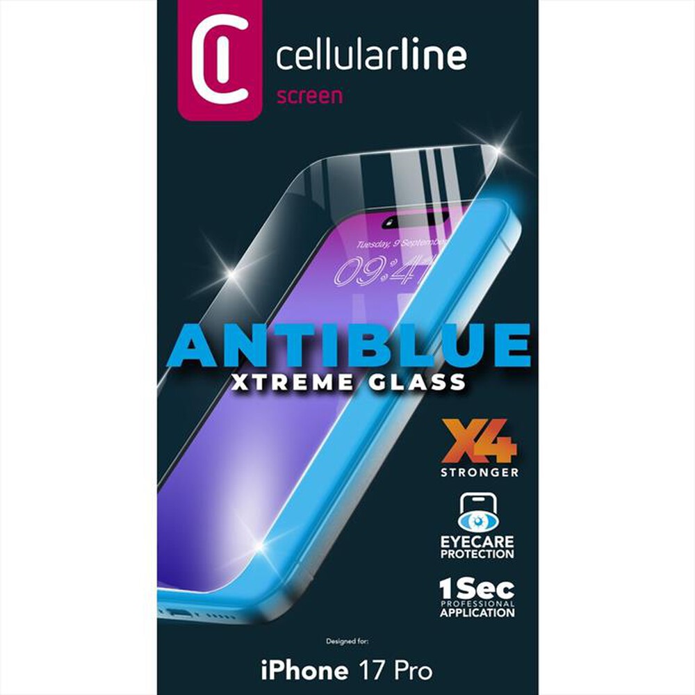 Immagine del prodotto CELLULARLINE - ANTIBLUE XTREME GLASS per iPhone 17 Pro-Trasparente