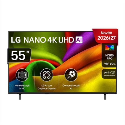 LG - Smart TV 55" NANO 4K AI 55NU850B6LA-Charcoal Black