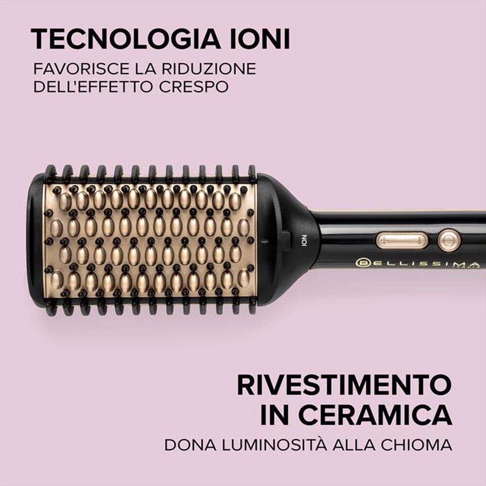"BELLISSIMA IMETEC - SPAZZOLA RISCALDATA MAGIC SHINE-Nero, Oro"