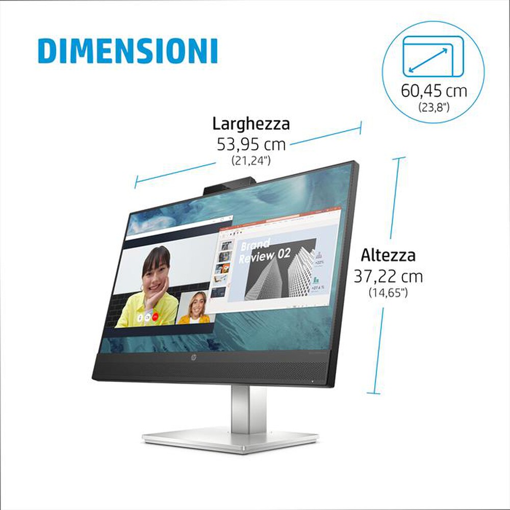 Immagine del prodotto HP - Monitor LED 23,8" M24 WEBCAM-Nero, Argento