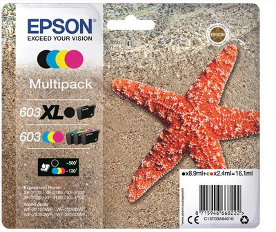 EPSON - 603 STELLA MARINA T03A XL MULTIPACK MIXED 4 COLORI-Nero, ciano, magenta, giallo