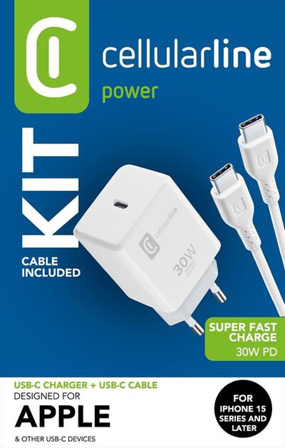 CELLULARLINE - Caricatore da rete ACHIPHKITC2CPD30WW-Bianco