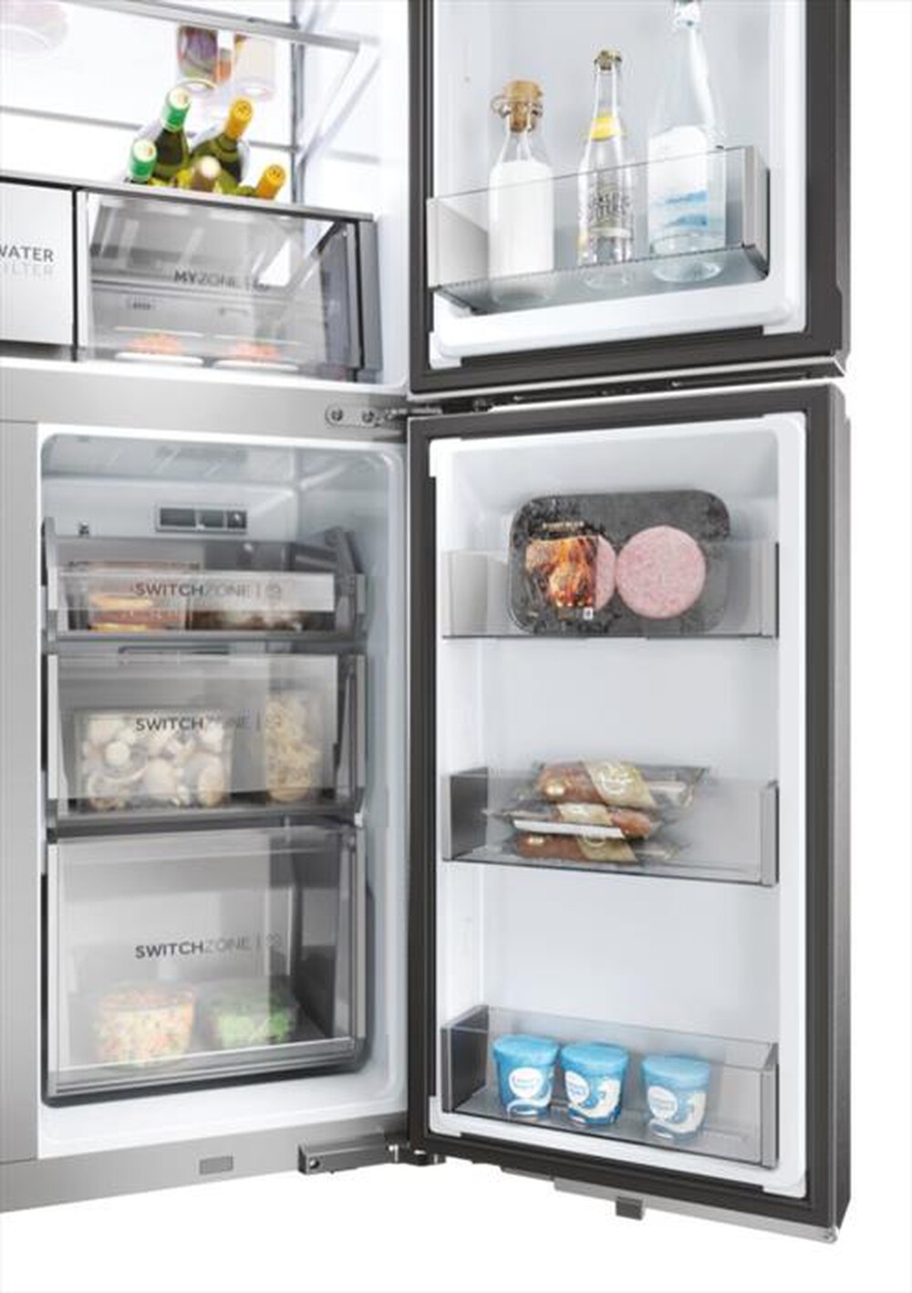 "HAIER - Frigorifero side by side HCR7918EIMP ClasseE 601lt-Platino, Acciaio inossidabile"