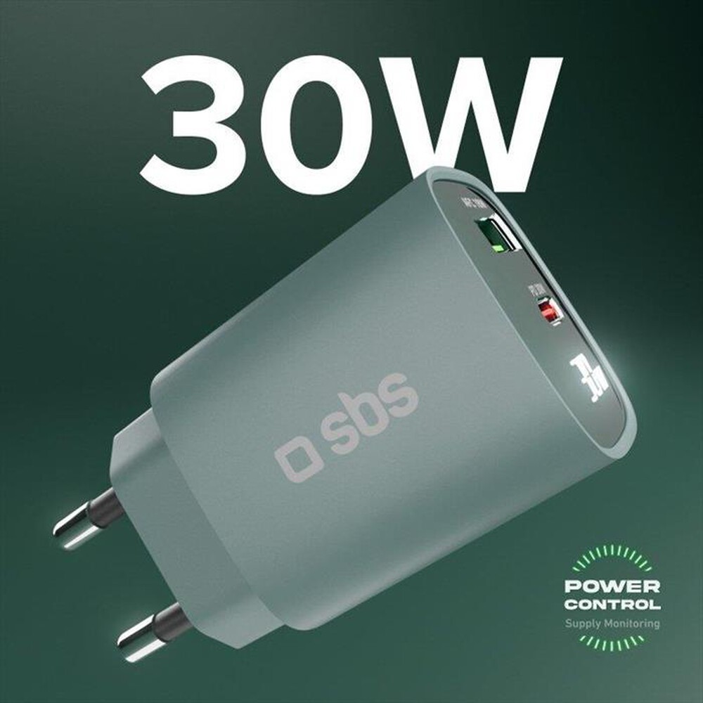 Immagine del prodotto SBS - Caricabatterie da parete 30W TETRGANLCD1USB1C30A-Verde