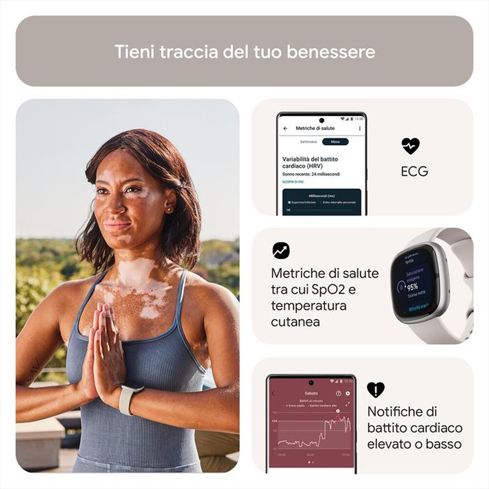"FITBIT - SENSE 2 - FB521SRWT-BIANCO LUNARE/ALL GRIG"