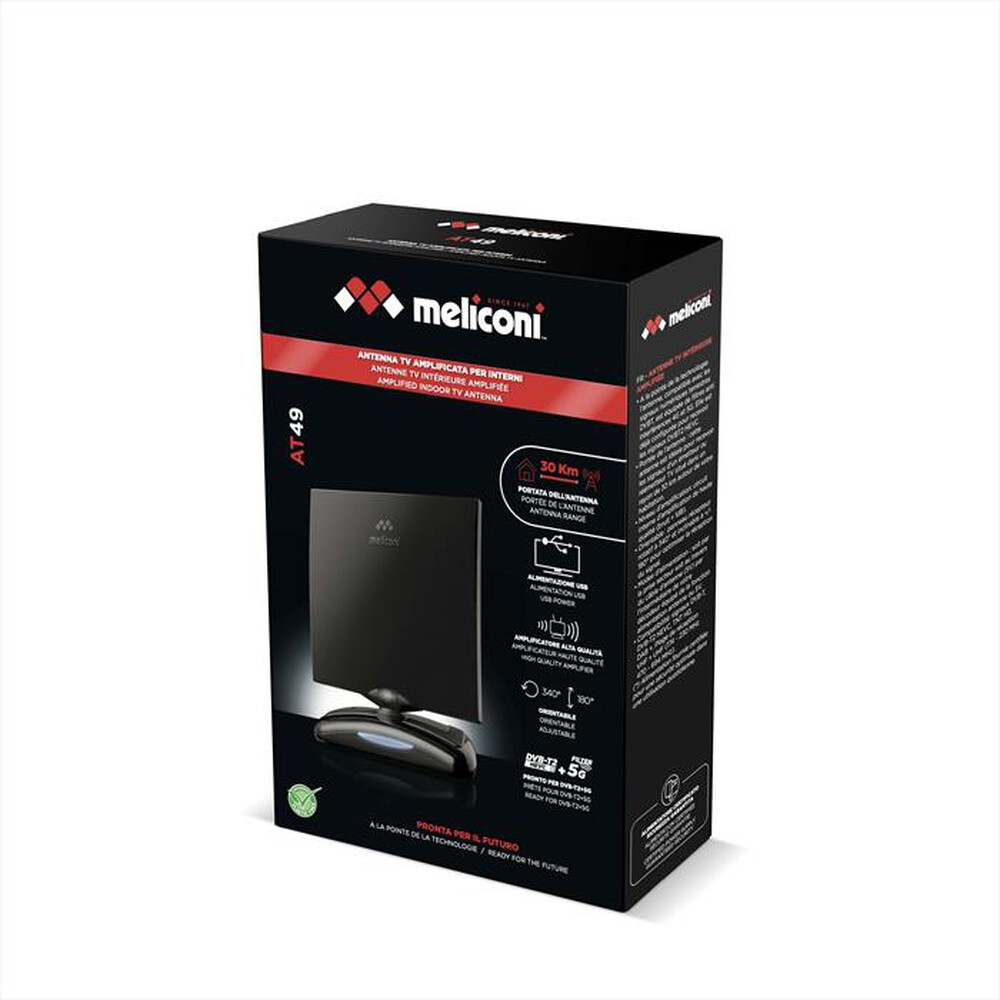Immagine del prodotto MELICONI - Antenna TV amplificata per interni AT 49 R1 USB-nero lucido
