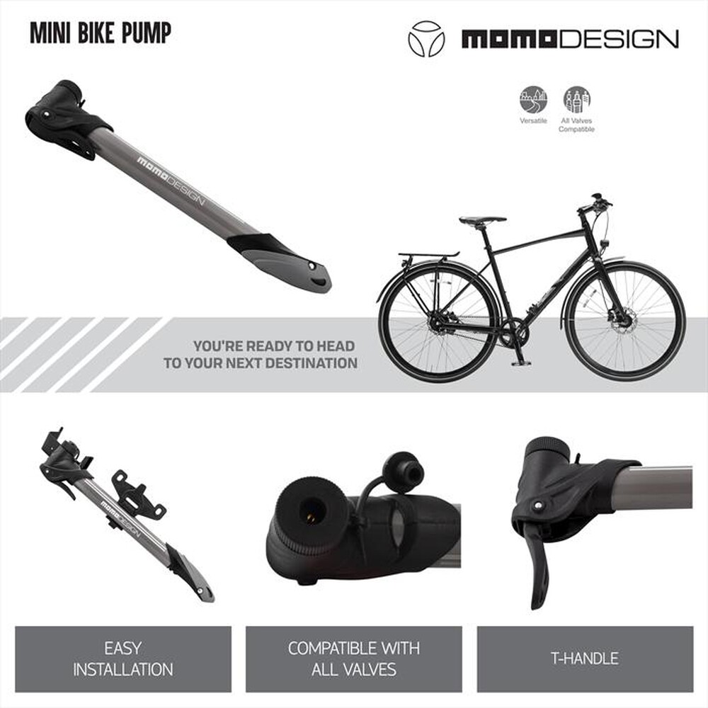 "MOMODESIGN - Mini pompa per bicicletta MP01-Alluminio-plastica"