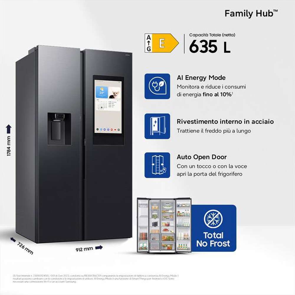 Immagine del prodotto SAMSUNG - Frigorifero side by side RS90F66BEFEF Classe E-Matte black