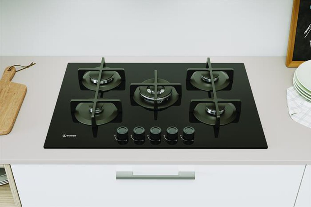 Immagine del prodotto INDESIT - ING 72T/BK 1 PIANO GAS VETRO NERO 75CM