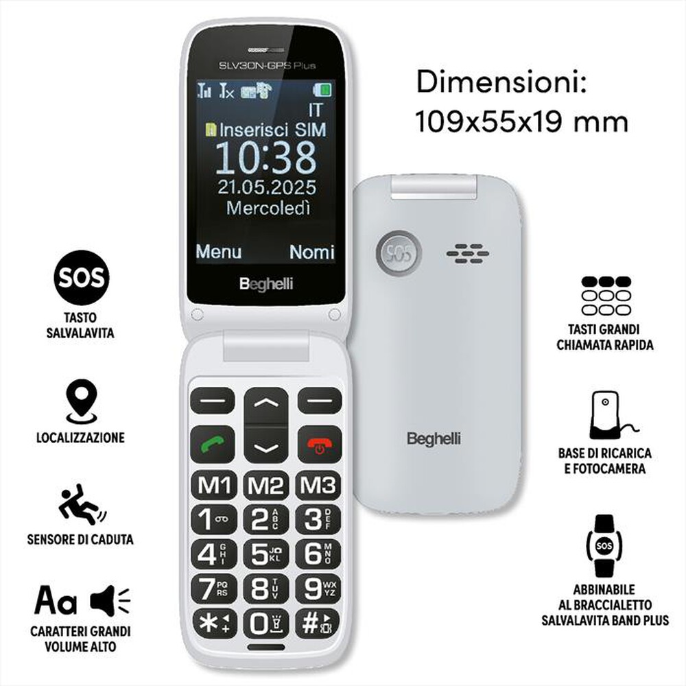 Immagine del prodotto BEGHELLI - Salvalavita Phone SLV30-GPS Plus ECODESIGN 9201N-grigio