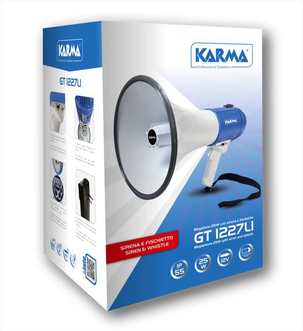 "KARMA - Megafono ricaricabile GT 1227LI-Bianco e blu"