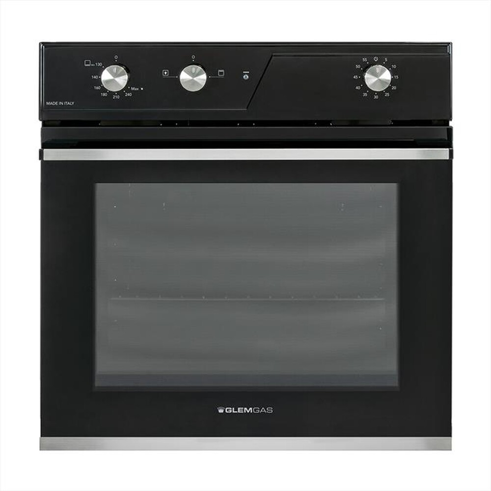 "GLEM GAS - Forno da incasso elettrico e gas GFRF21BK Classe A-Nero Lucido"
