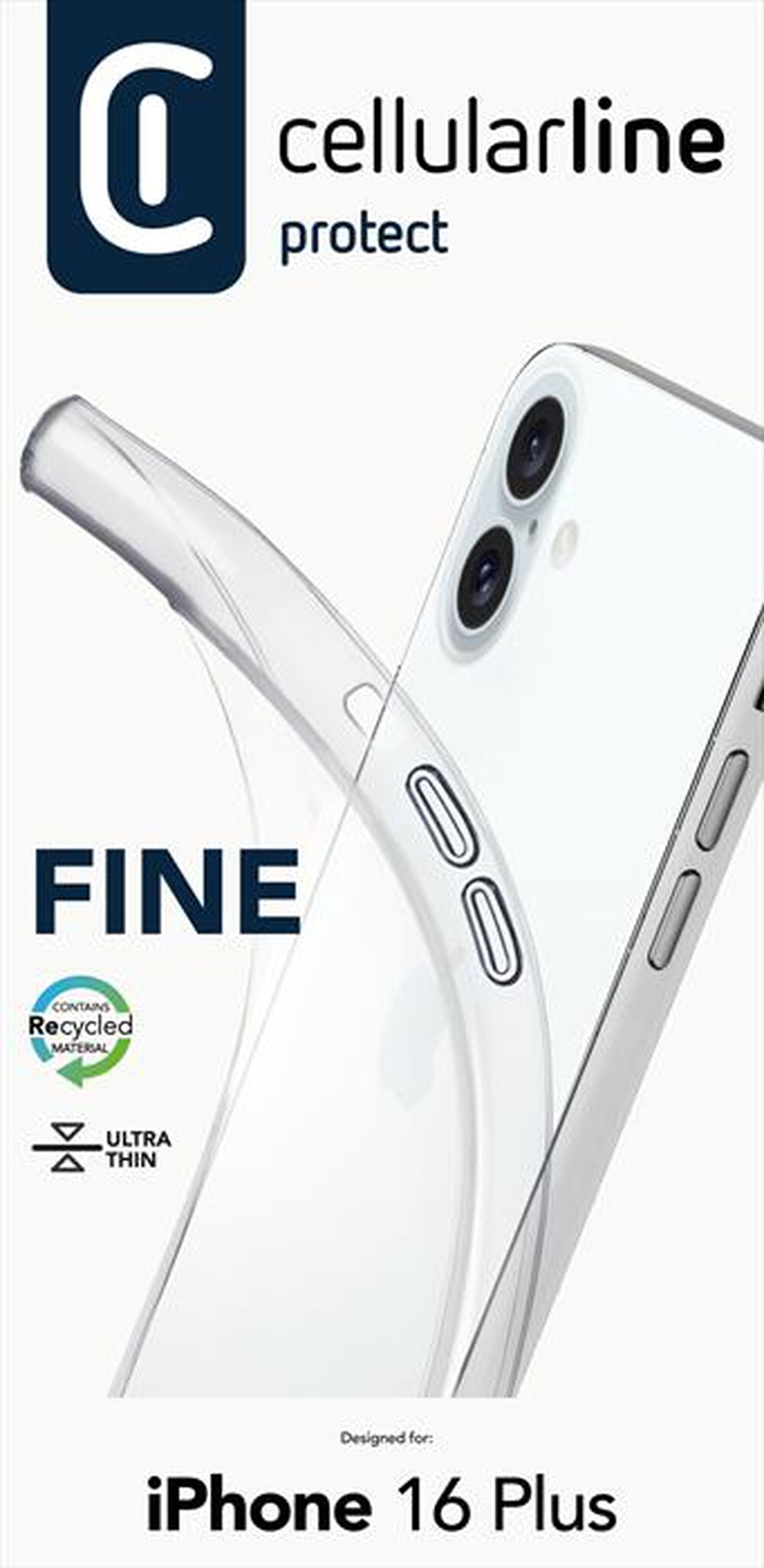 Immagine del prodotto CELLULARLINE - Cover case FINE per iPhone 16 Plus-Transparent