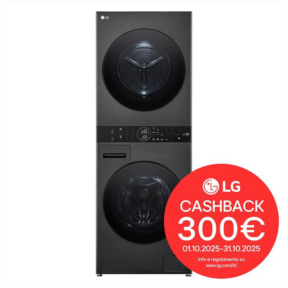 LG - Lavasciuga WASHTOWER WT1210BBF 12/10 Kg Classe A-Platinum Black