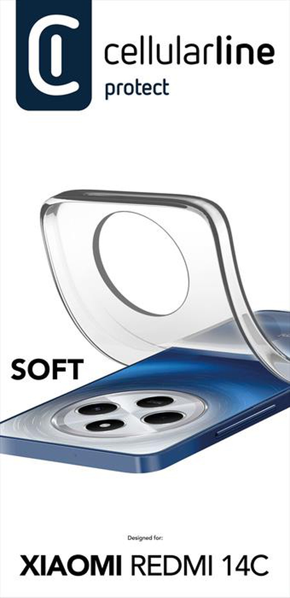 "CELLULARLINE - Cover SOFT per Redmi 14C-Transparent"