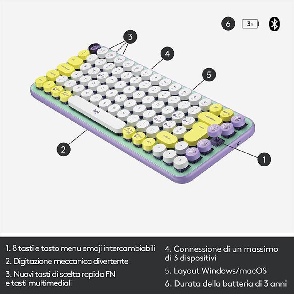 "LOGITECH - POP Keys Tastiera-Daydream"