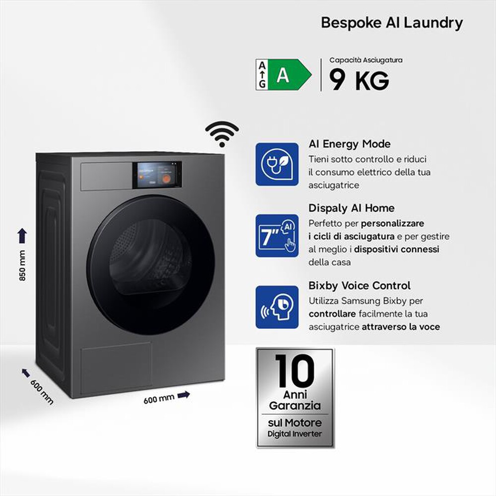 Immagine del prodotto SAMSUNG - Asciugatrice DV90F09F4SU3 9Kg Classe A-Nero