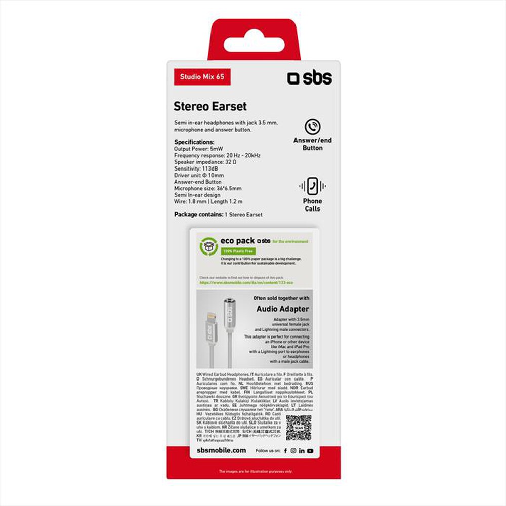 "SBS - TEEARSETMIX65W-Bianco"
