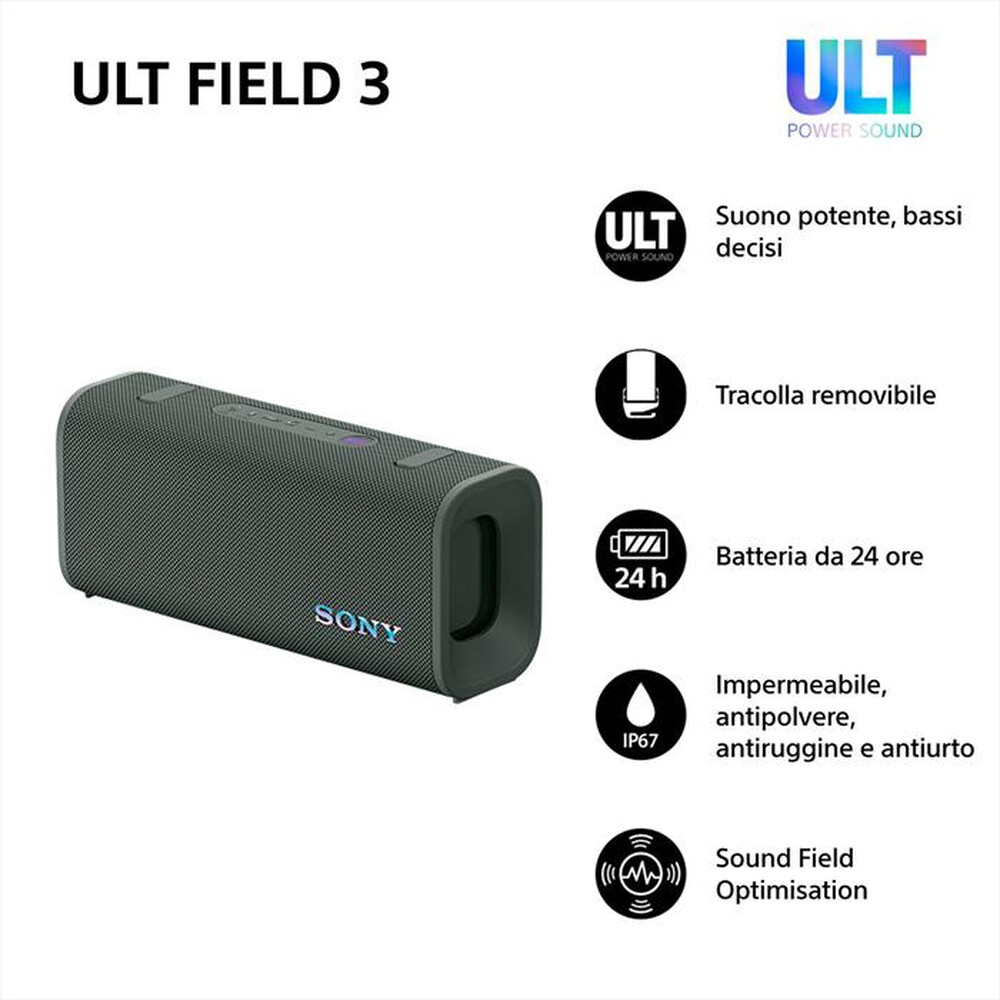 Immagine del prodotto SONY - Speaker portatile Wireless Bluetooth SRSULT30H.CE7-Forest Grey