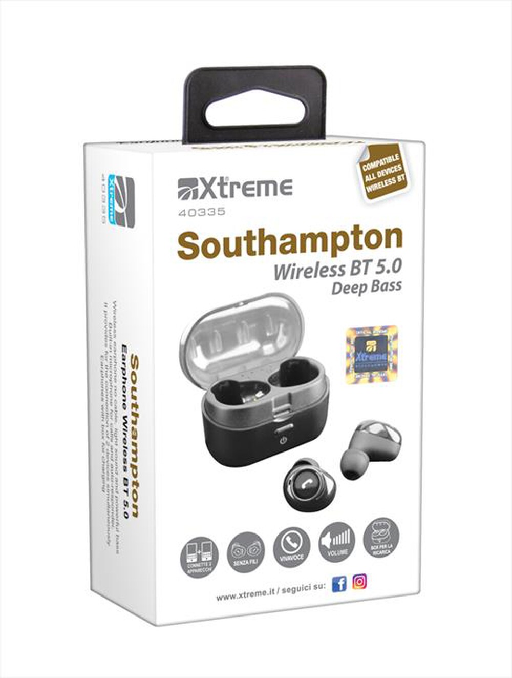 "XTREME - AURICOLARI WIRELESS BT 5.0 SOUTHAMPTON-NERO"
