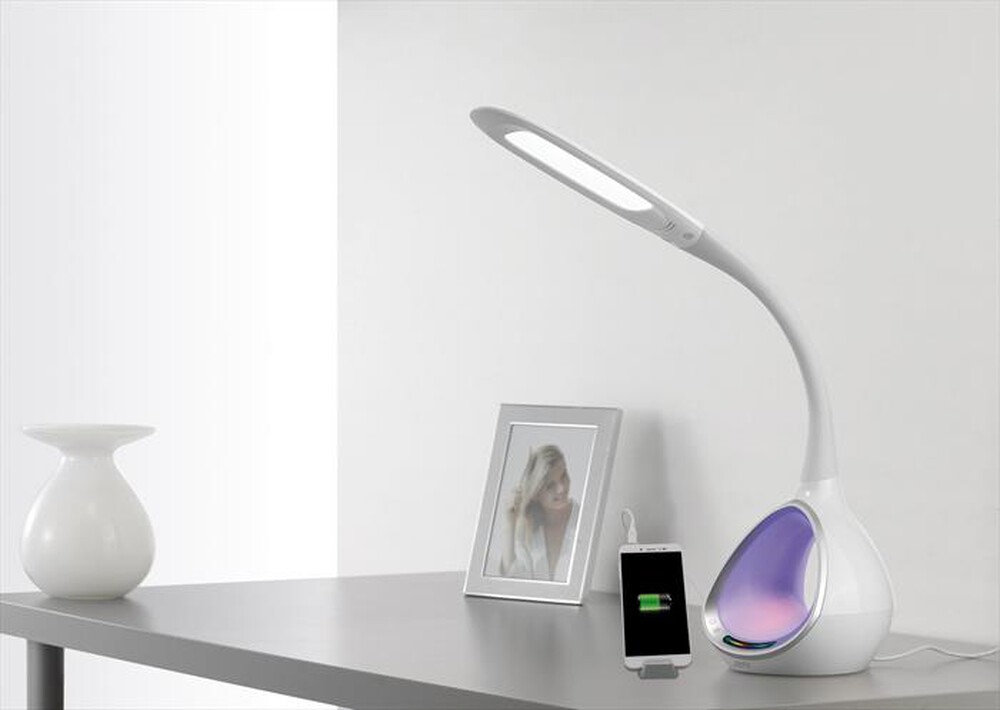 "MEDIACOM - Lampada LED charger USB 2.1A e luci d’atmosfera - Bianco"