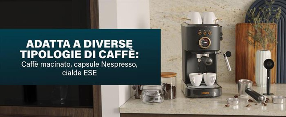 "PRINCESS - MACCHINA CAFFE' ESPRESSO 3 IN 1-Nero / Acciaio-Plastica"