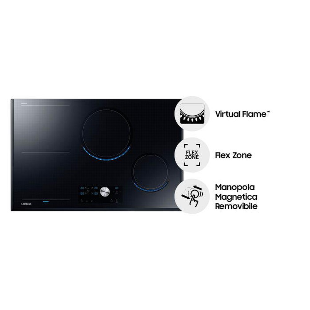 "SAMSUNG - Piano cottura induzione NZ84T9770EK/ET 80 cm-Vetro Ceramica Nero"