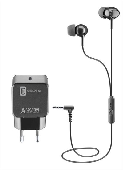 CELLULARLINE - Kit caricabatterie auricolari Samsung CHARGE&MUSIC-Black