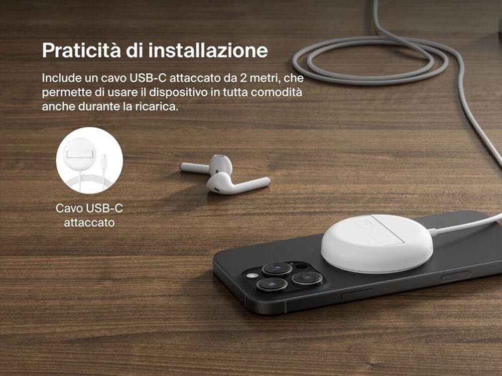 Immagine del prodotto BELKIN - TAPPETINO DI RICARICA WIRELESS MAGNETICA QI2 15W-Bianco