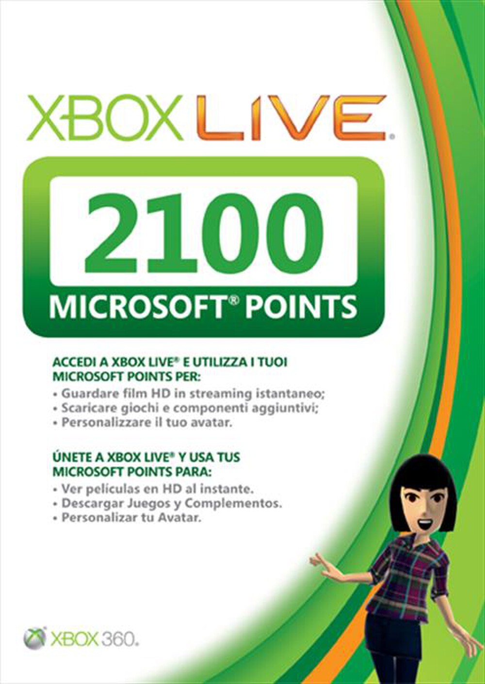 "MICROSOFT - XBOX360 Live 2100 punti Card - "