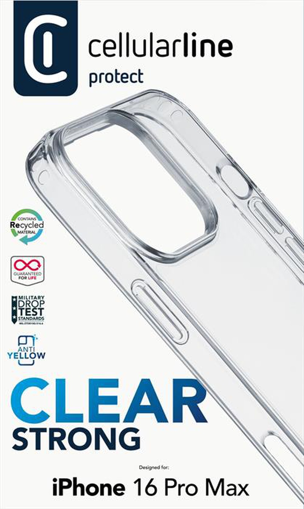 Immagine del prodotto CELLULARLINE - Cover CLEAR STRONG per iPhone 16 Pro Max-Transparent