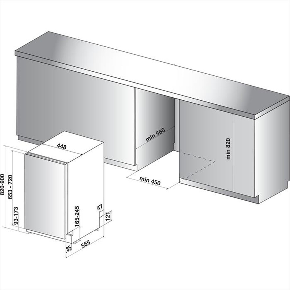 "HOTPOINT ARISTON - Lavastoviglie incasso HSIC 3T127 C Classe E-Argento"