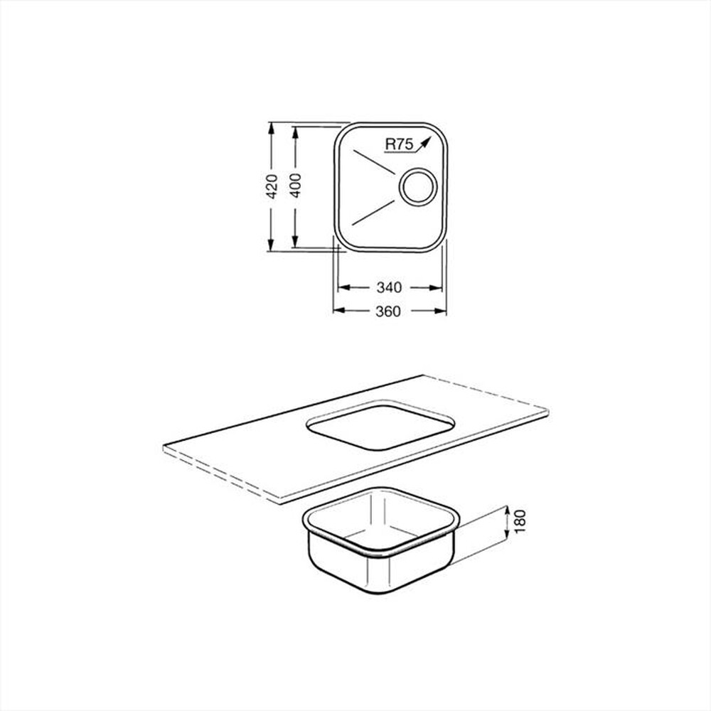 Immagine del prodotto SMEG - Lavello lineare UM34 1 vasche-Acciaio Inox spazzolato