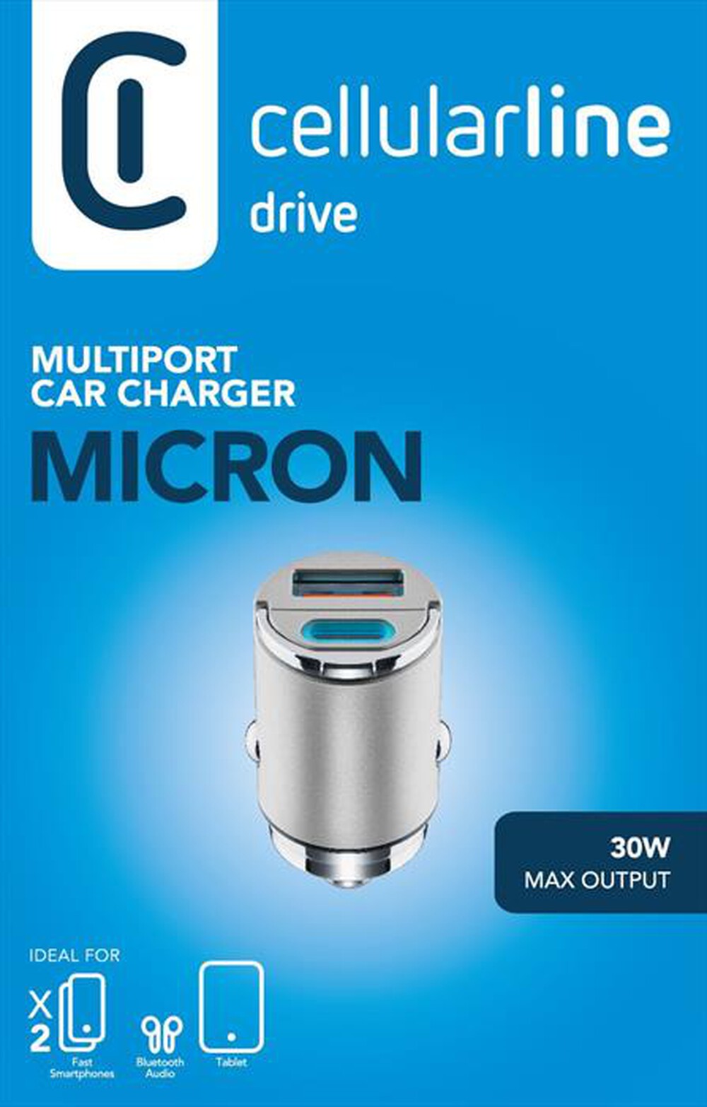 "CELLULARLINE - MICRON MULTIPORT CAR CHARGER-Grigio"