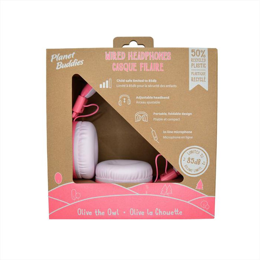 "PLANET BUDDIES - Cuffie wired OLIVE THE OWL-Pink - Rosa"