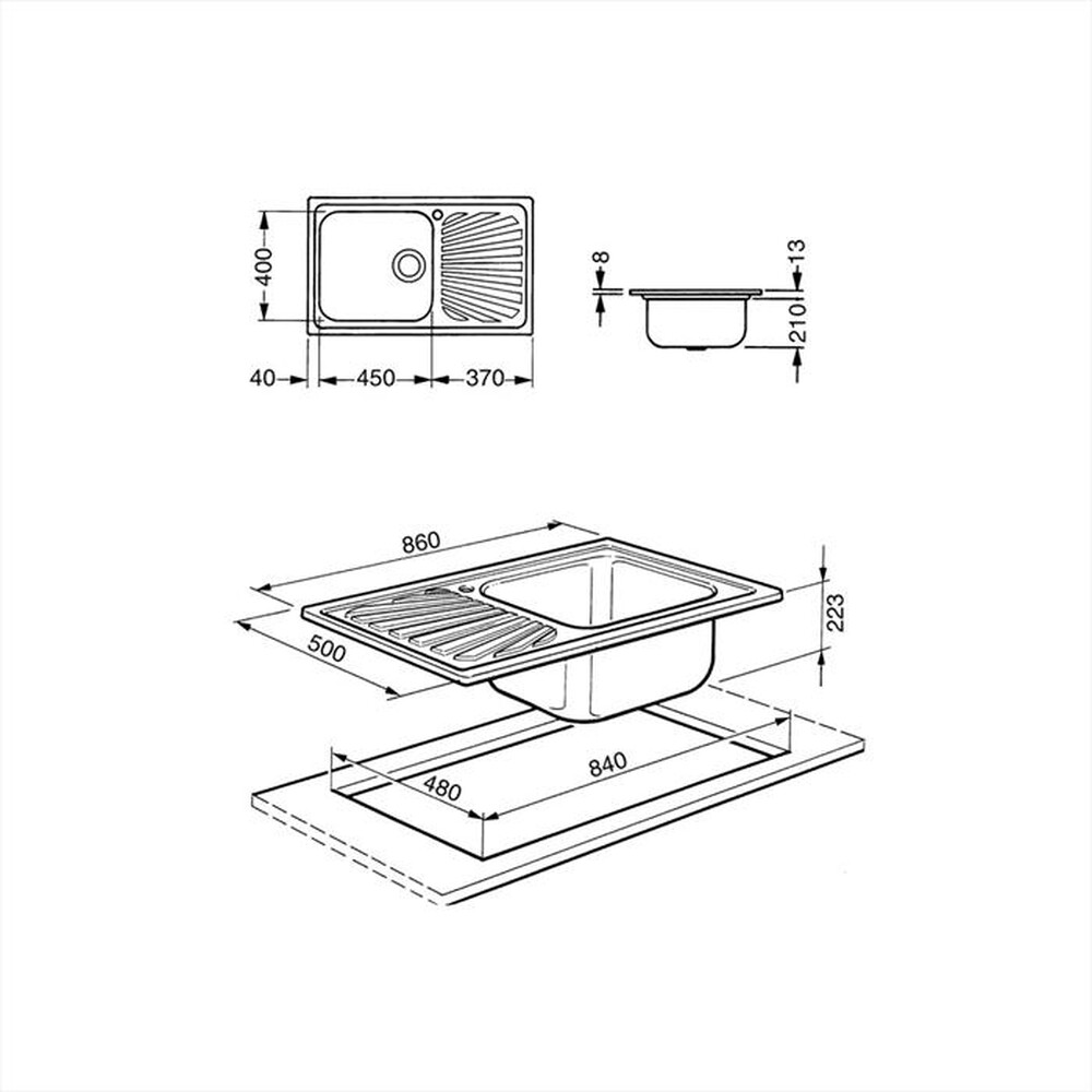 Immagine del prodotto SMEG - Lavello lineare SG861S 1 vasche-Acciaio Inox spazzolato