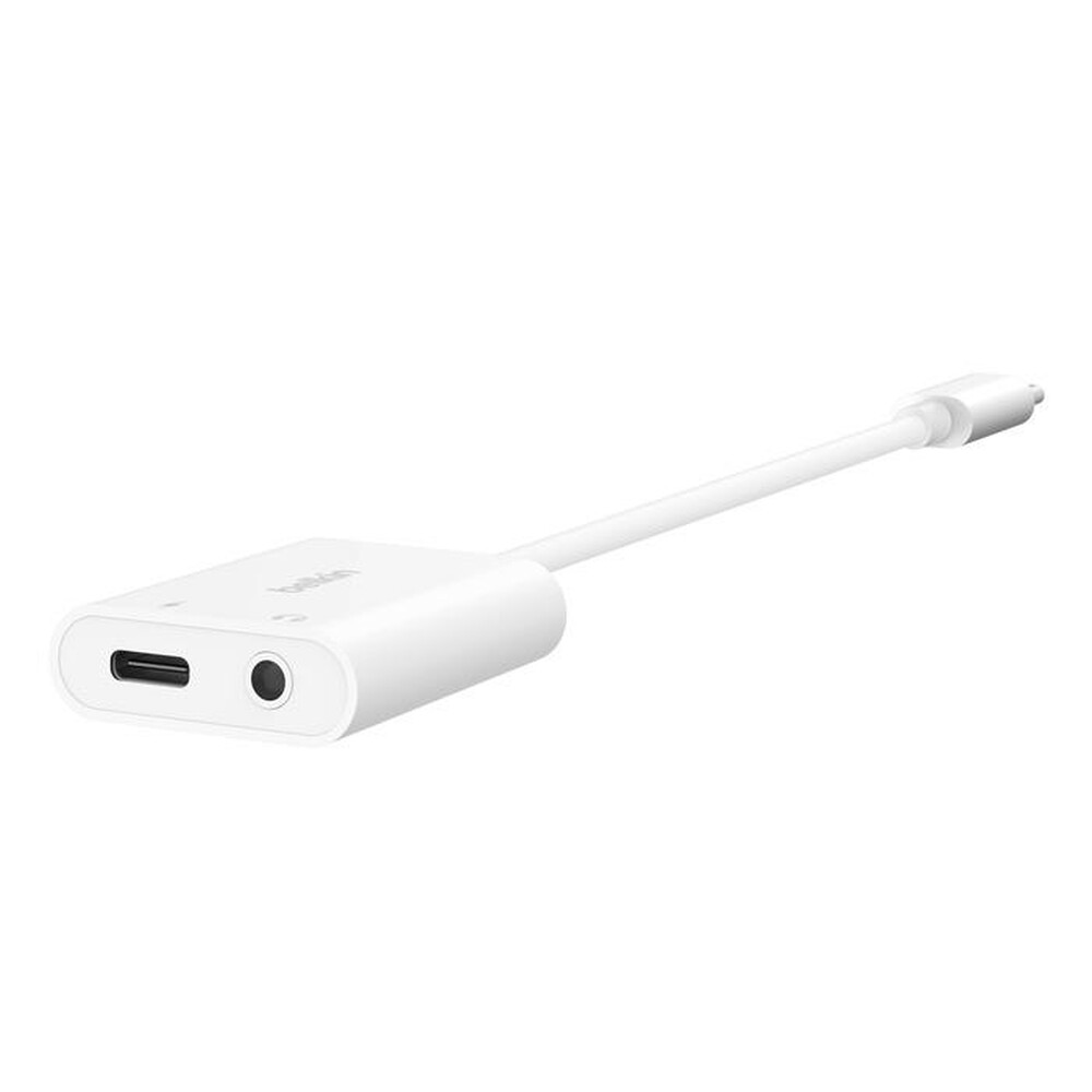 "BELKIN - ROCKSTAR 3.5 MM AUDIO + USB-C CHARGE ADAPTER-bianco"