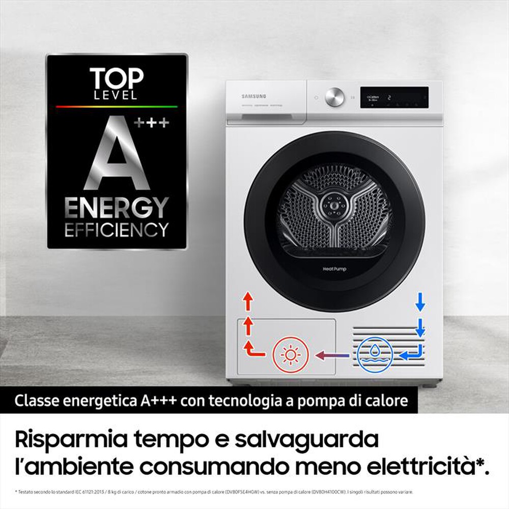 "SAMSUNG - Asciugatrice DV90BB5245AWS3 9 Kg Classe A+++-bianco oblò black"