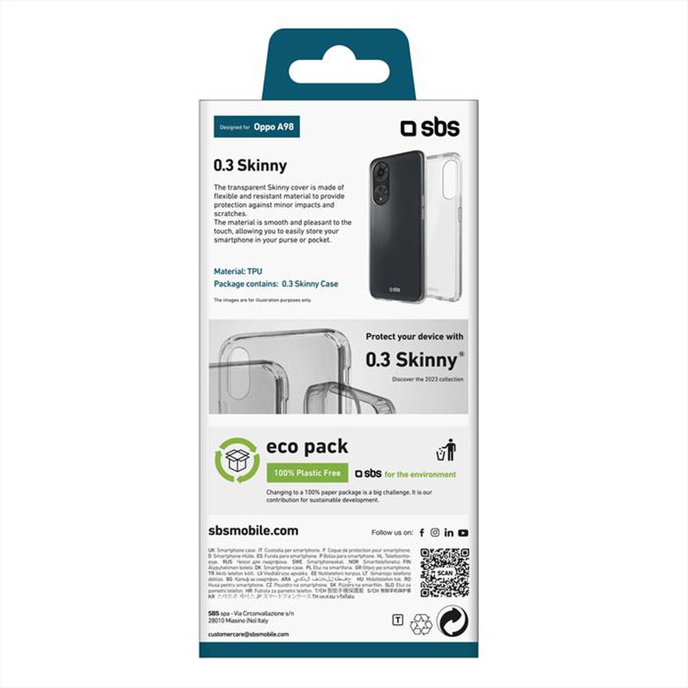 "SBS - Cover skinny TESKINOPA98T per Oppo A98-Trasparente"