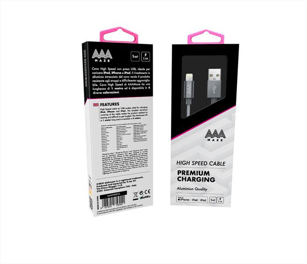 "AAAMAZE - ALUMINUM LIGHTNING CABLE 1M-Grey"