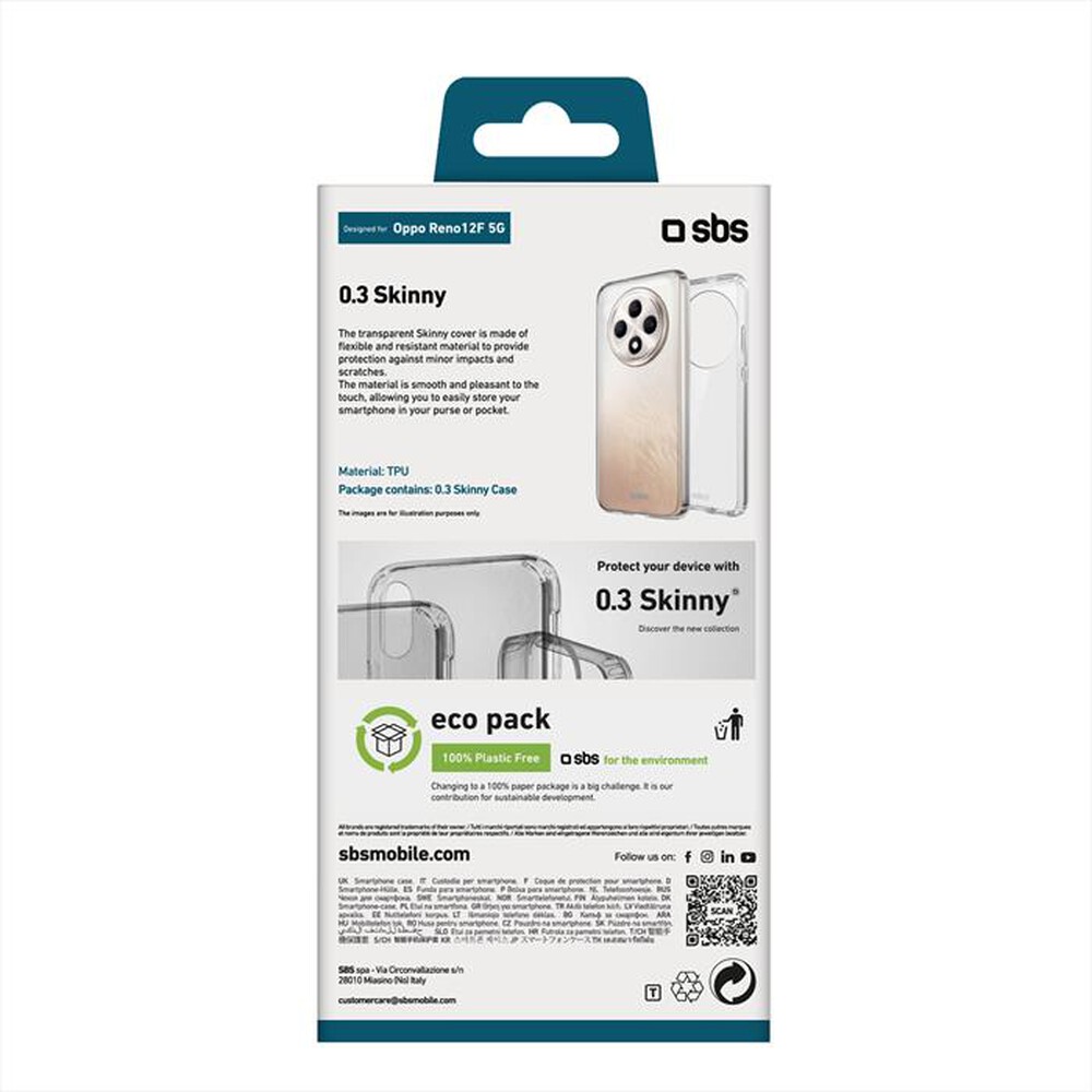 Immagine del prodotto SBS - Skinny Oppo Reno12F 5G TESKINOPR12F5GT-Trasparente
