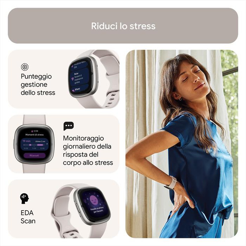 "FITBIT - SENSE 2 - FB521SRWT-BIANCO LUNARE/ALL GRIG"