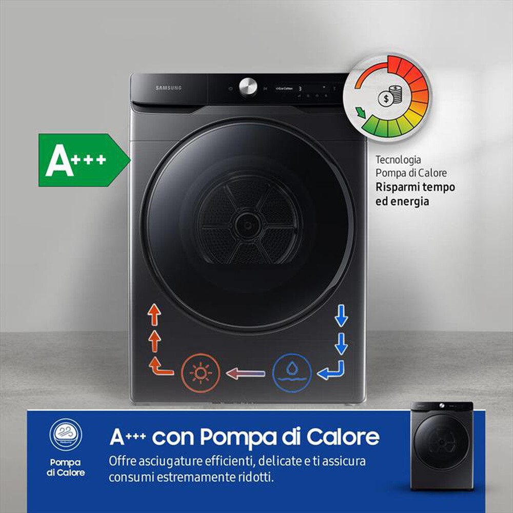 "SAMSUNG - Asciugatrice DV16DG8600BVU3 16KG Classe C-Nero"